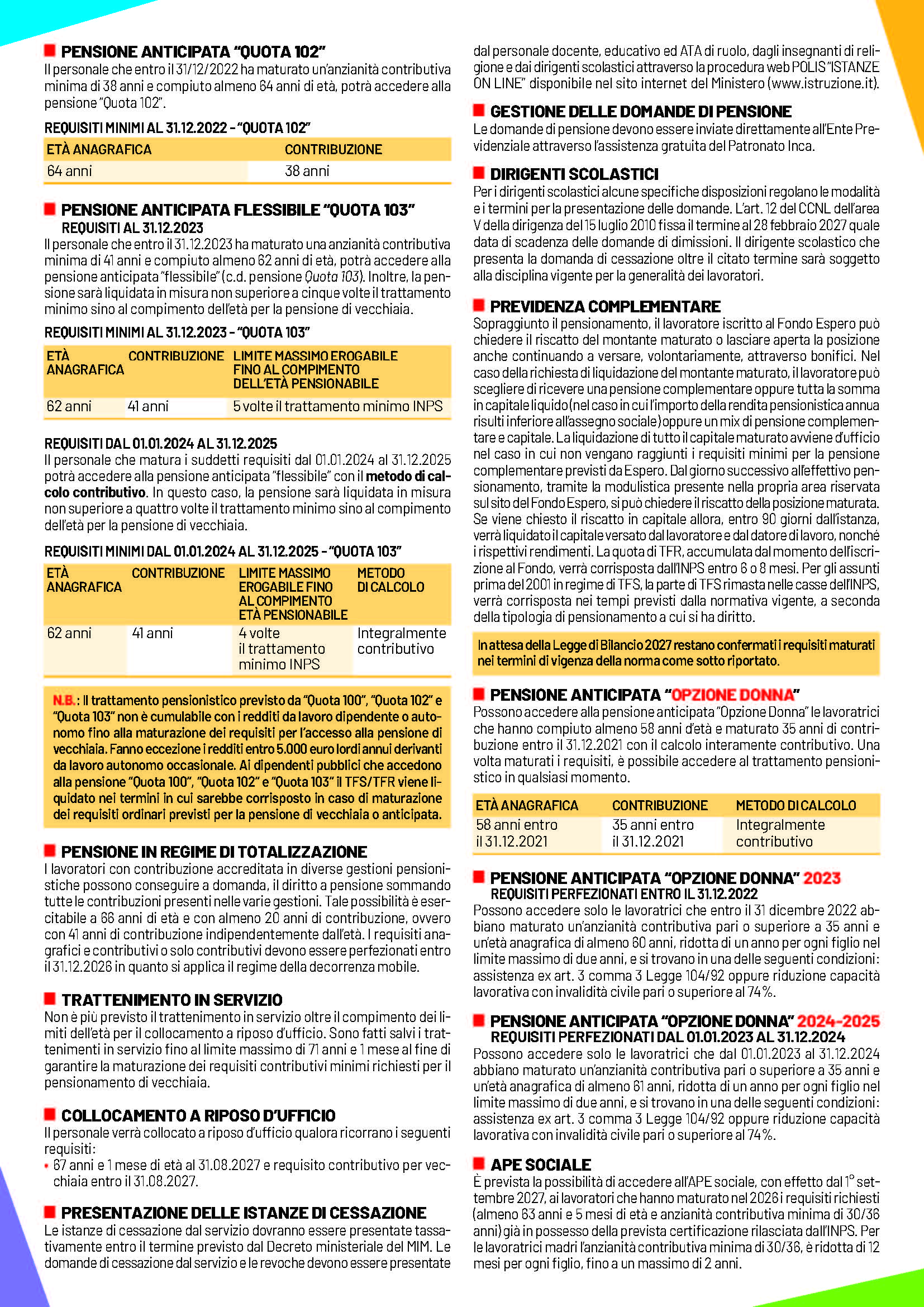 Campagna Pensioni SCUOLA 2027 volantino WEB fronte retro Pagina 2